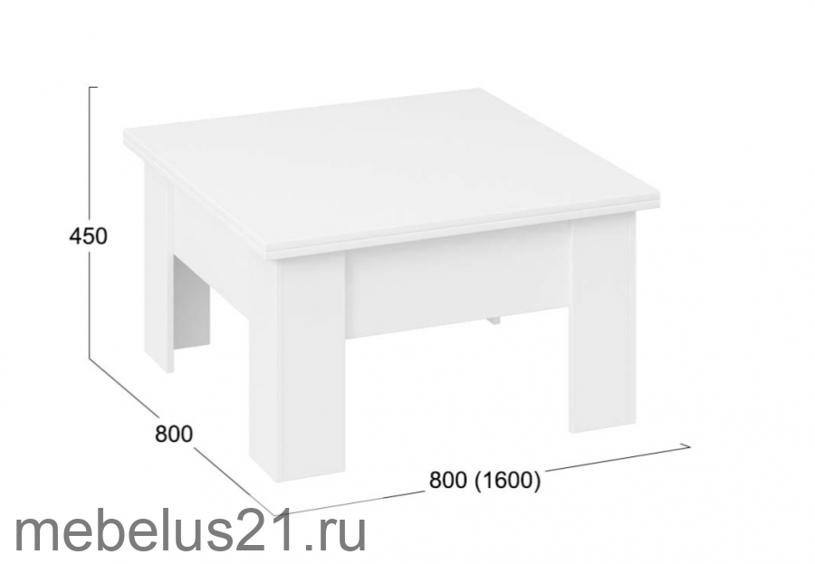 Стол журнальный тип 10 Белый Ясень