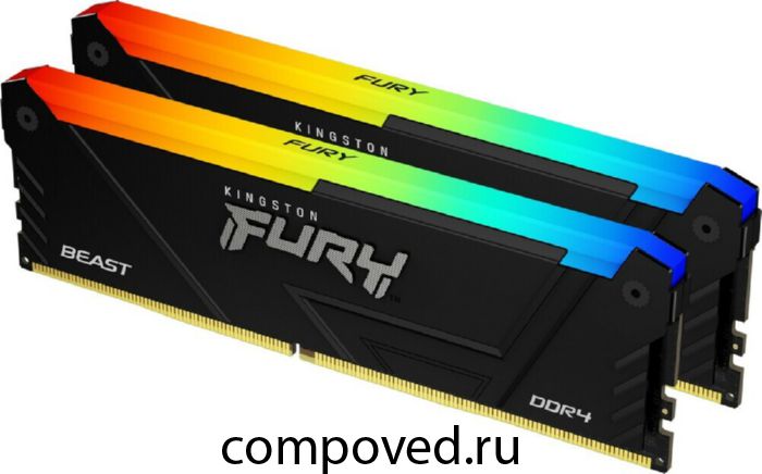 Оперативная память 16Gb DDR4 3200MHz Kingston Fury Beast RGB (KF432C16BB2AK2/16) (2x8Gb KIT)