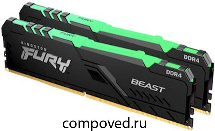 Оперативная память 16Gb DDR4 3600MHz Kingston Fury Beast RGB (KF436C17BBAK2/16) (2x8Gb KIT)