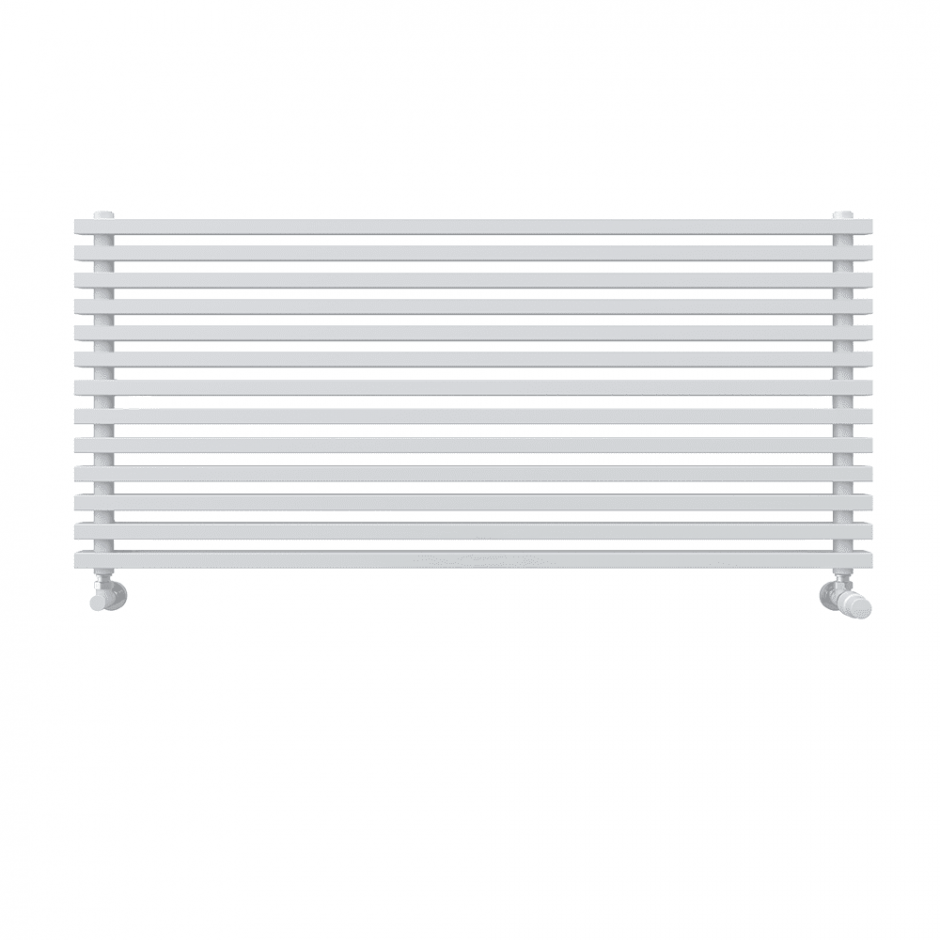 Горизонтальный радиатор с квадратными колонками КЗТО QUADRUM NEO 50 H 1500 RAL 9016 ФОТО