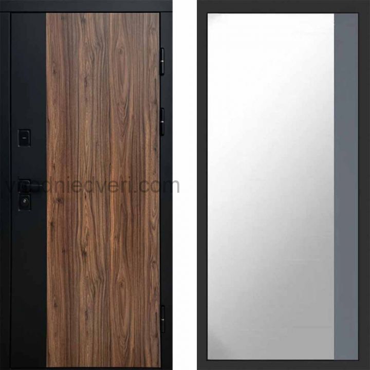 Входная дверь Termo-door Флэш - Широкое Зеркало Фацет Грей софт