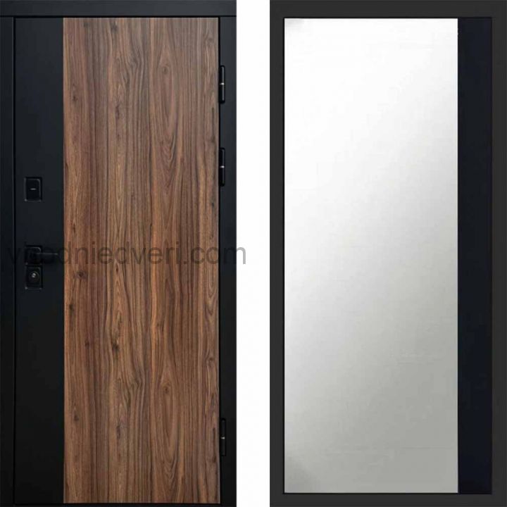 Входная дверь Termo-door Флэш - Широкое Зеркало Фацет Черный кварц