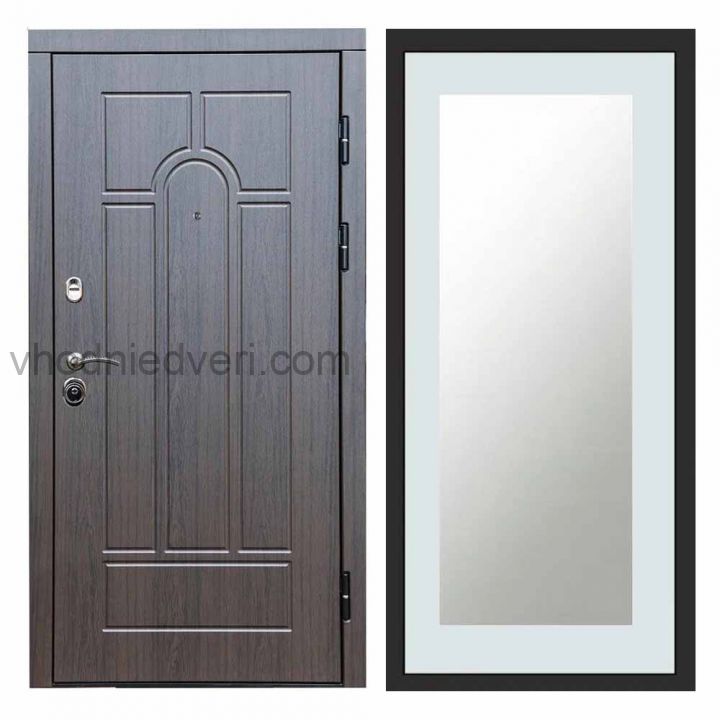 Входная дверь Termo-door Модена Венге - Зеркало триумф Белый софт