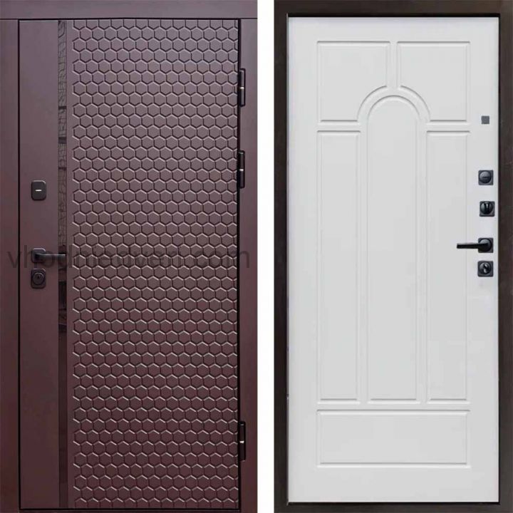 Входная дверь Termo-door Simple Шоколад - Арка Белое дерево