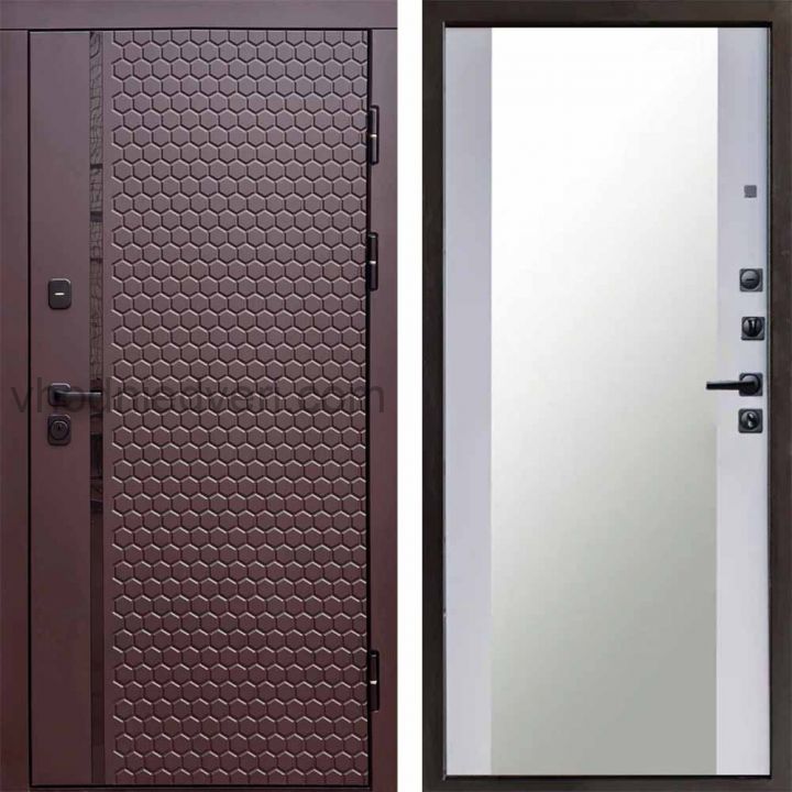 Входная дверь Termo-door Simple Шоколад - Зеркало Белый софт