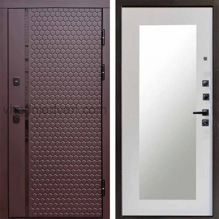 Входная дверь Termo-door Simple Шоколад - Зеркало триумф Лиственница