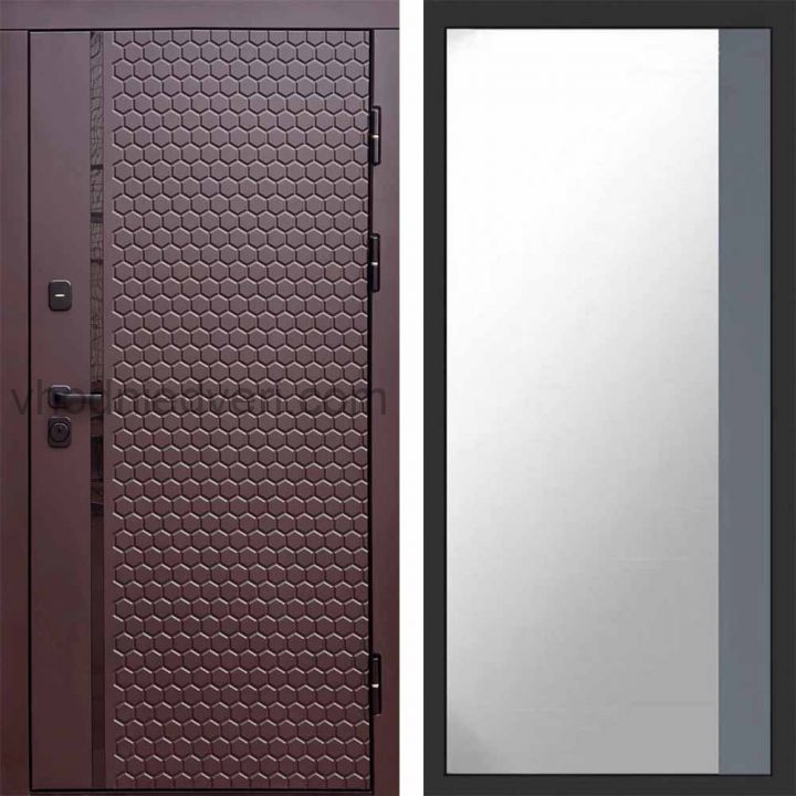 Входная дверь Termo-door Simple Шоколад - Широкое Зеркало Фацет Грей софт