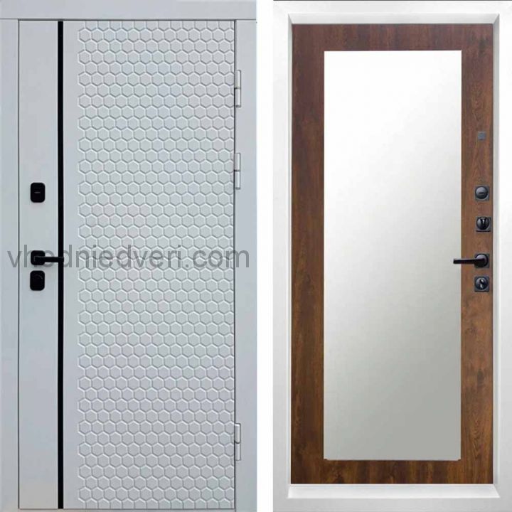 Входная дверь Termo-door Simple White - Зеркало триумф Дуб