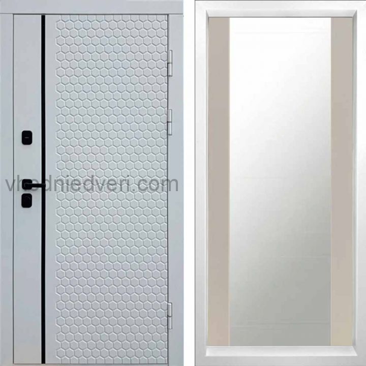 Входная дверь Termo-door Simple White - Зеркало Слоновая кость