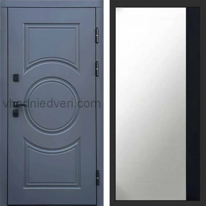 Входная дверь Termo-door Сфера - Широкое Зеркало Фацет Черный кварц