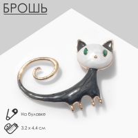 Брошь «Кошка» длиннохвостая, цветная в золоте