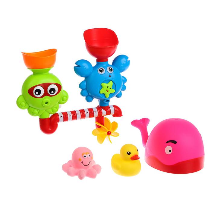 Игрушки для ванны «Морские друзья - мельница», ковш, 2 игрушки