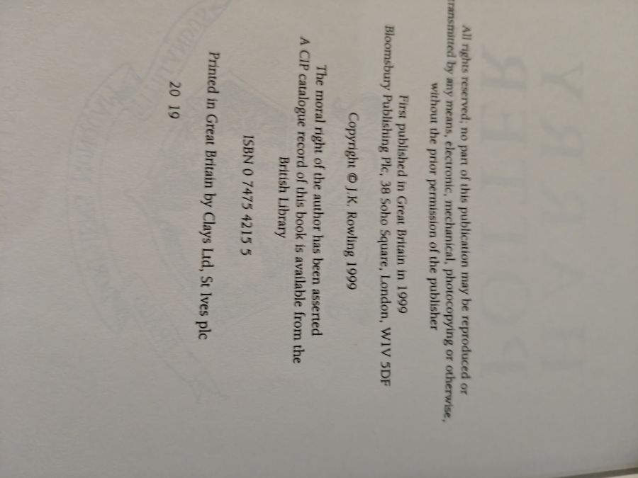 Harry Potter and the prisoner of Azkaban Bloomsbury тираж 19