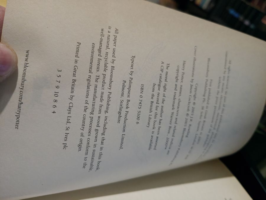 Harry Potter and the order of the Phoenix тираж 3