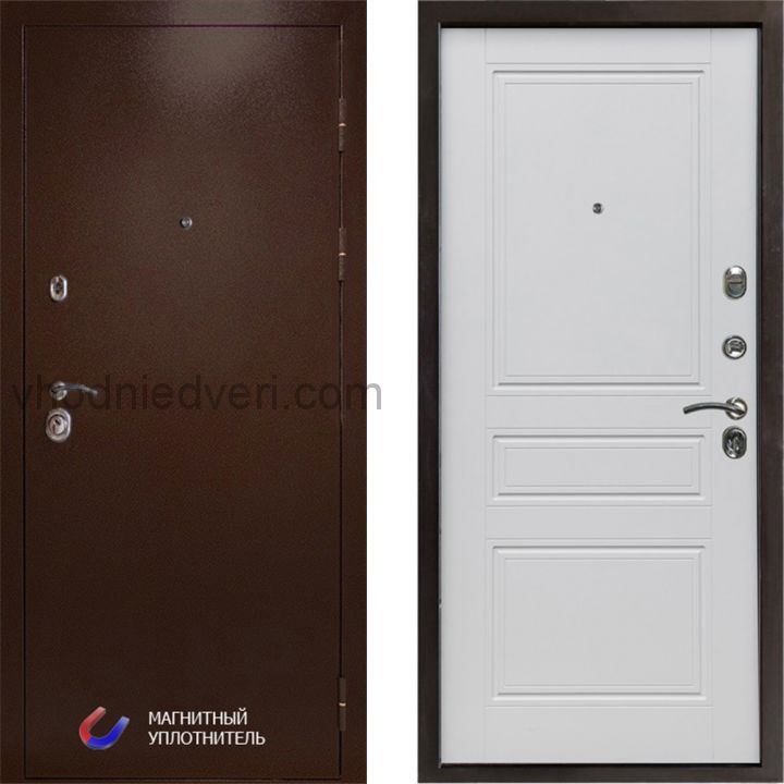 Входная дверь Termo-door Техно Медь - Классик Белый софт