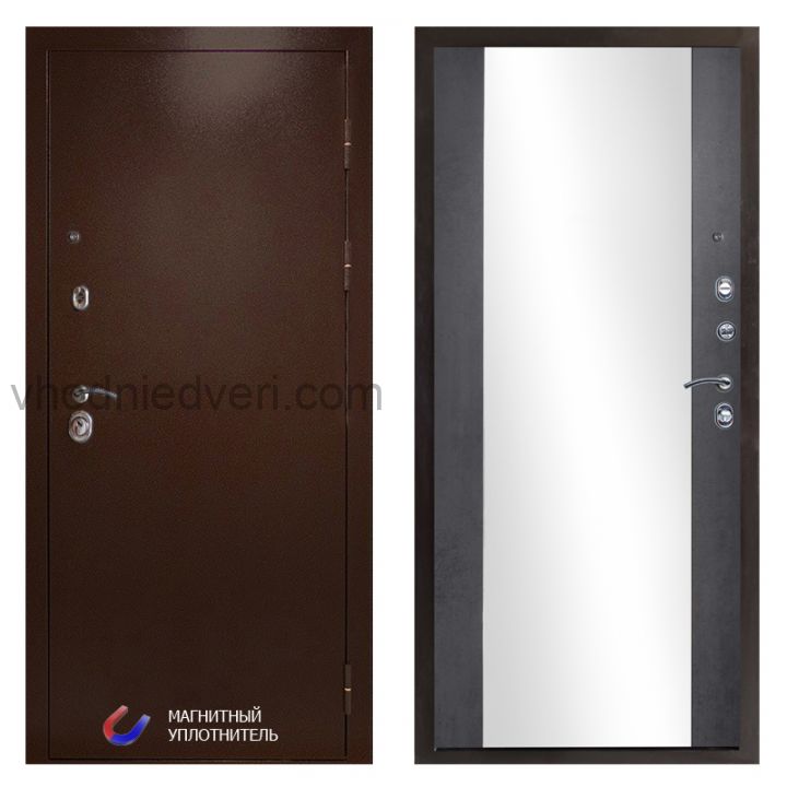 Входная дверь Termo-door Техно Медь - Зеркало Бетон темный