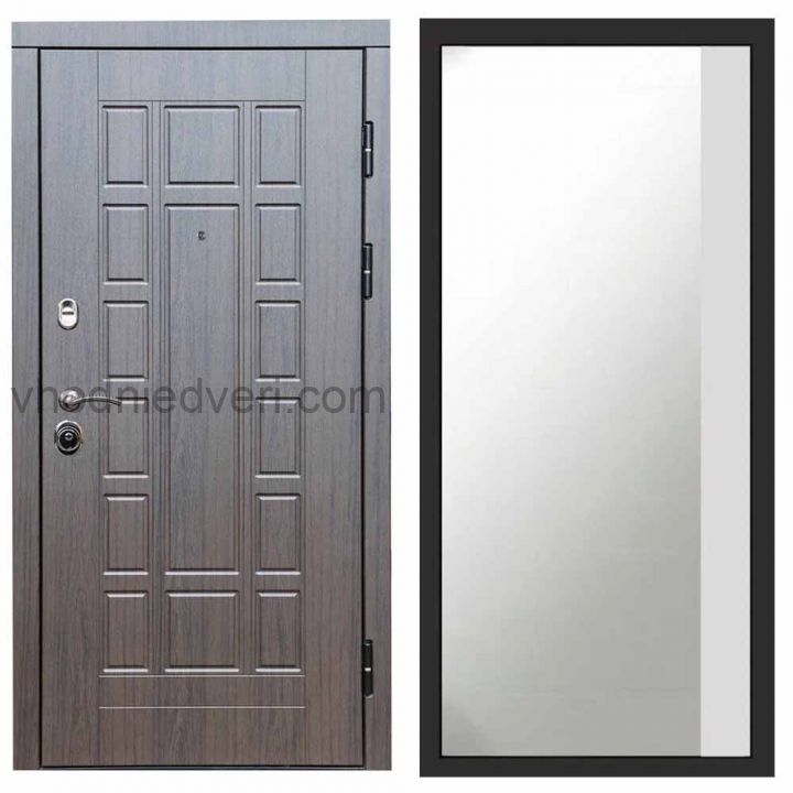 Входная дверь Termo-door Виргиния Венге - Широкое Зеркало Фацет Белый софт