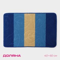 Коврик для дома Доляна «Листья», 40?60 см, синий