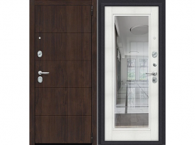 Входная Дверь el’PORTA (Portika) Porta R-3 4/П61 Almon 28/Bianco Veralinga с Зеркалом 2 Замка с Ночной Задвижкой 880х2050мм Правое Открывание / Портика 0328-0174.