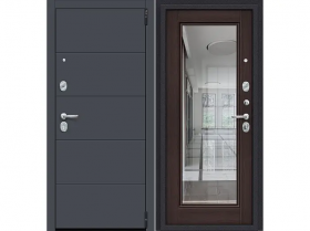 Входная Дверь el’PORTA (Portika) Porta R-3 4/П61 Graphite Pro/Wenge Veralinga с Зеркалом 2 Замка с Ночной Задвижкой 880х2050мм Левое Открывание / Портика 0318-0201.