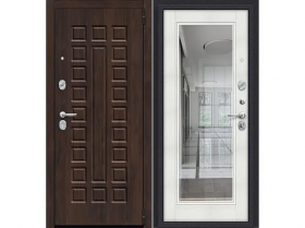 Входная Дверь el’PORTA (Portika) Porta S-3P 51/П61 Almon 28/Bianco Veralinga/Reflex с Зеркалом 2 Замка с Ночной Задвижкой 980х2050мм Левое Открывание / Портика 4329-1433.