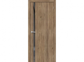 Межкомнатная Дверь Каркасно-Щитовая el’PORTA (Portika) Браво-1.55 Original Oak Остекленная Mirox Grey 800х2000мм (Полотно 1шт.) / Портика 153-1688.