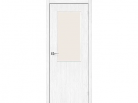 Межкомнатная Дверь Каркасно-Щитовая el’PORTA (Portika) Браво-7 Snow Melinga Остекленная Magic Fog 600х2000мм (Полотно+Коробка+5 Наличников) / Портика 153-1585.