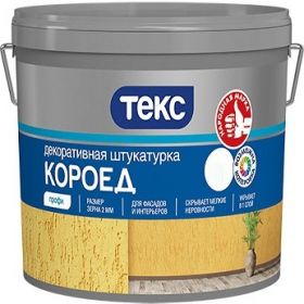 Декоративная Штукатурка Короед Текс Профи Короед 8кг Размер Зерна 1.5-2мм для Внутренних и Наружных Работ.