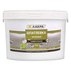 Шпатлевка Акриловая Лакра 9кг Универсальная, Белая для Внутренних и Наружных Работ.