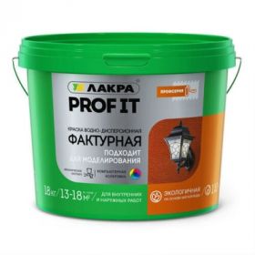 Краска Фактурная Лакра Prof It 9кг Белая, Колеруемая для Получения Декоративного Рельефного Покрытия.