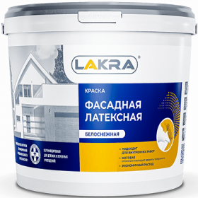 Краска Фасадная Латексная Лакра 40кг Белоснежная, Матовая / Lakra.