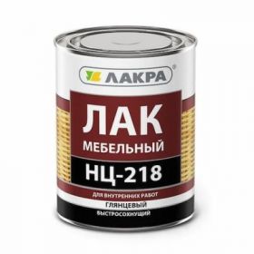 Лак Мебельный НЦ-218 Лакра 1.7кг Глянцевый, Быстросохнущий, Бесцветный для Внутренних Работ.
