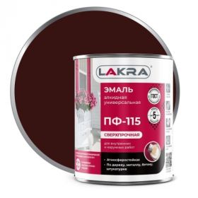 Эмаль ПФ-115 Lakra 1кг Шоколадно-Коричневая, Атмосферостойкая, Алкидная, Сверхпрочная / Лакра.