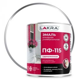 Эмаль ПФ-115 Lakra 2.8кг Белая Глянцевая, Атмосферостойкая, Алкидная, Сверхпрочная / Лакра.