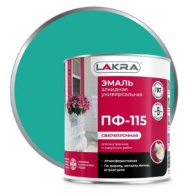 Эмаль ПФ-115 Lakra 2.8кг Бирюзовая, Атмосферостойкая, Алкидная, Сверхпрочная / Лакра.
