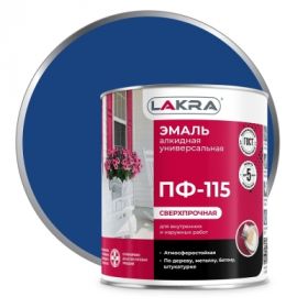 Эмаль ПФ-115 Lakra 2.8кг Синяя, Атмосферостойкая, Алкидная, Сверхпрочная / Лакра.