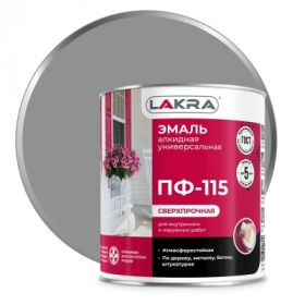 Эмаль ПФ-115 Lakra 2.8кг Серая, Атмосферостойкая, Алкидная, Сверхпрочная / Лакра.