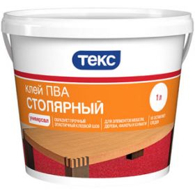 Клей ПВА Столярный Текс Универсал 1л для Элементов Мебели, Дерева, Фанеры и Бумаги.