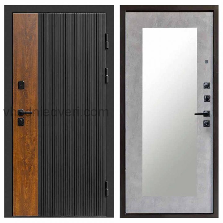 Входная дверь Termo-door Престиж - Зеркало триумф Бетон светлый