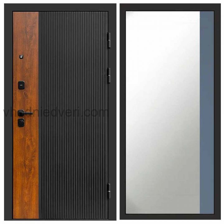 Входная дверь Termo-door Престиж - Широкое Зеркало Фацет Грей софт