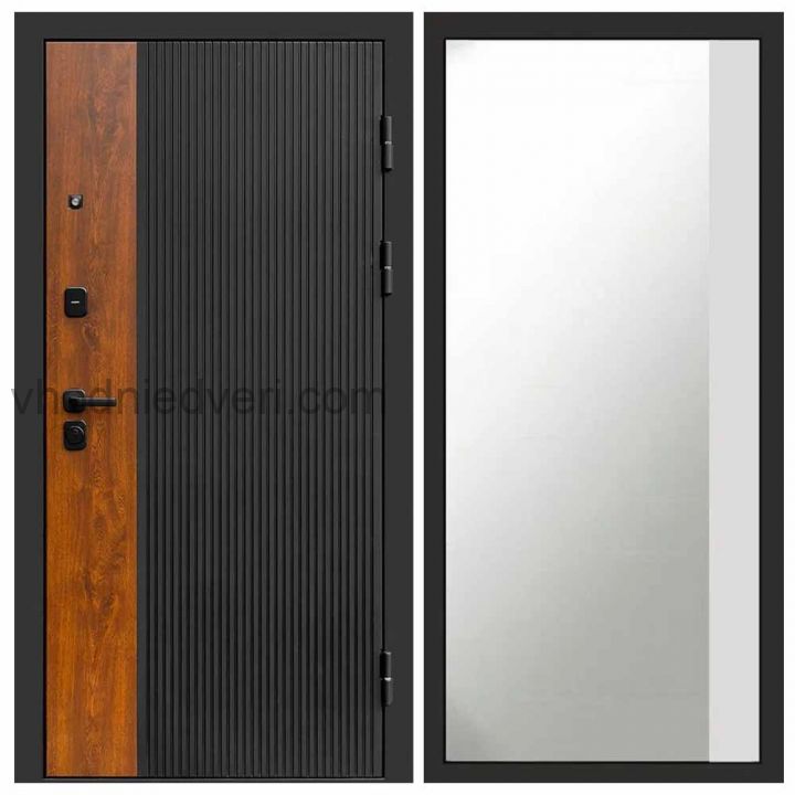 Входная дверь Termo-door Престиж - Широкое Зеркало Фацет Белый софт