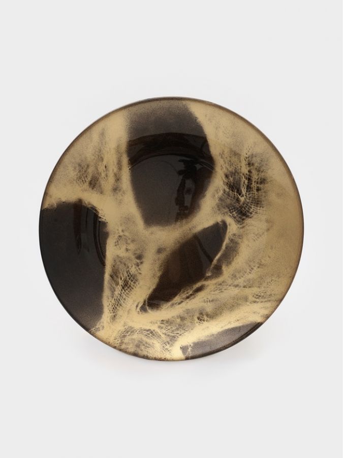 Тарелка Magistro Brown Marble, d=21 см, стекло, коричневая
