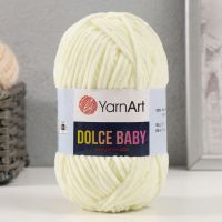 Плюшевая пряжа для вязания спицами, крючком YarnArt, Dolce Baby, 100% микрополиэстер, 85 м/50 г, (745 сливочный)