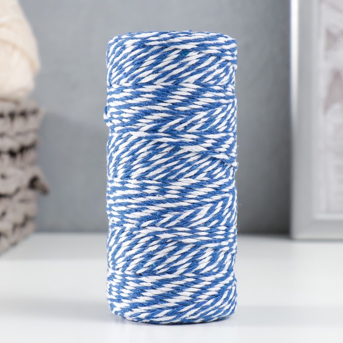 Пряжа 100% целлюлоза "Softino Raffia Color Melange" кручёная, синяя 100м ±2м 87 гр
