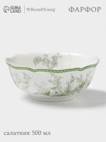 Салатник WY Bloomware, 500 мл, 15?6 см, фарфор, белый/зелёный