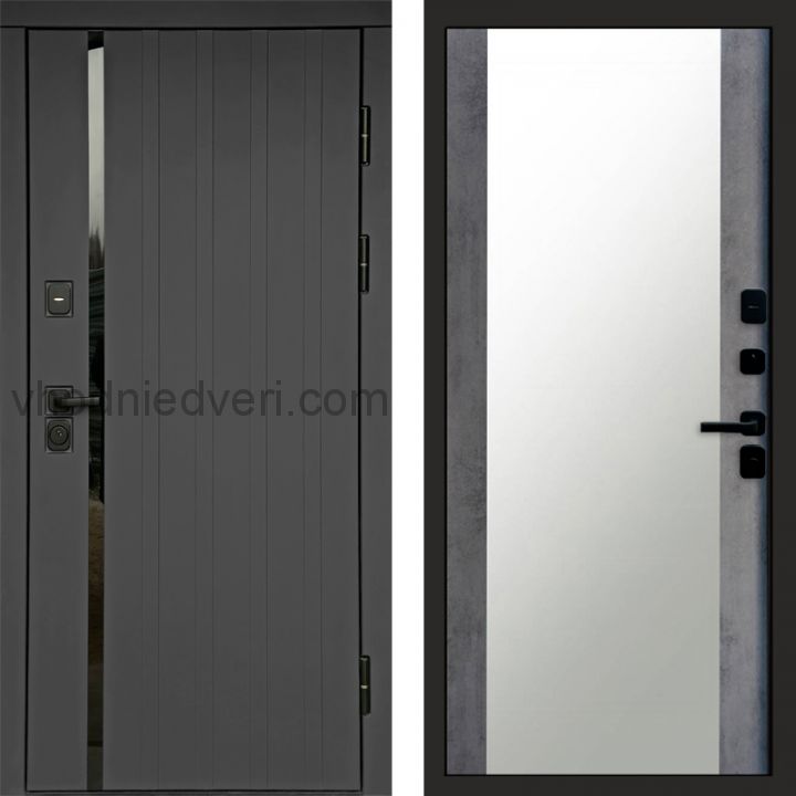 Входная дверь Termo-door Роял Графит - Зеркало Бетон темный