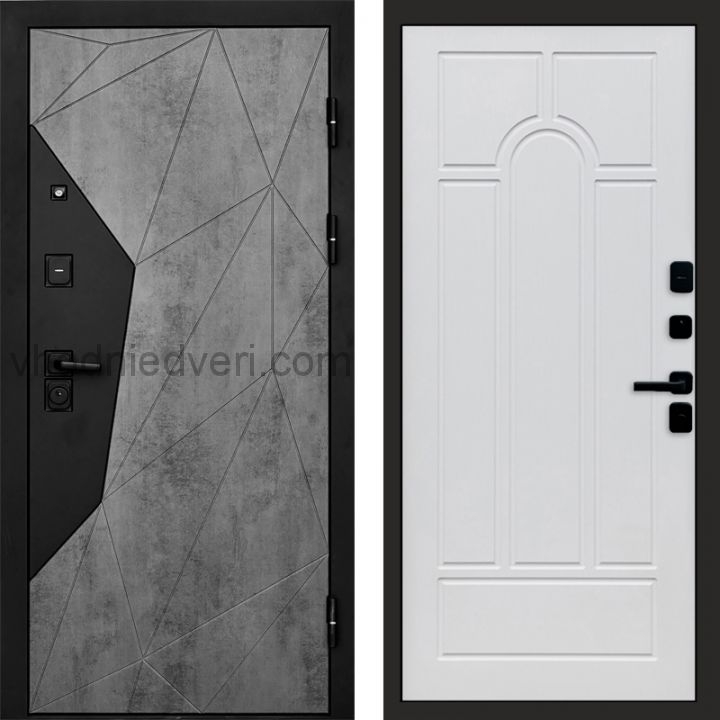 Входная дверь Termo-door Авангард Бетон - Арка Белое дерево