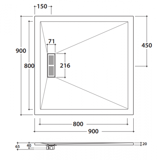 Globo душевой поддон DP209090 90х90 схема 2 Globo душевой поддон DP209090 90х90 схема 2