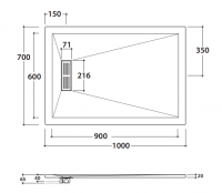 Globo душевой поддон DP210070 70х100 схема 2 Globo душевой поддон DP210070 70х100 схема 2