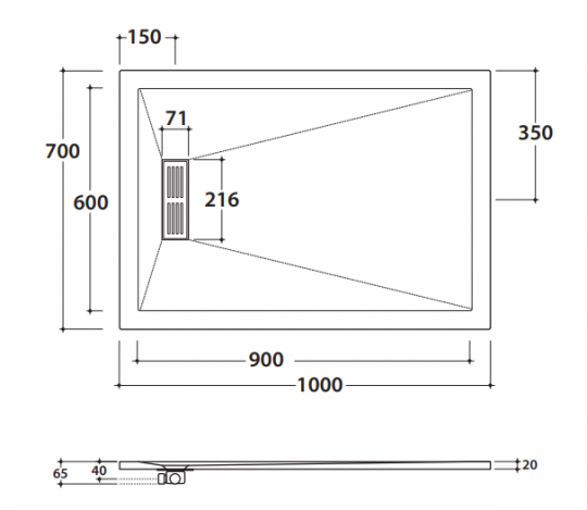 Globo душевой поддон DP210070 70х100 схема 2 Globo душевой поддон DP210070 70х100 схема 2